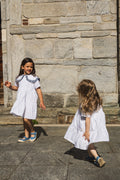 Abito Meringa Amtea bianco in 100% cotone per bambina vista frontale