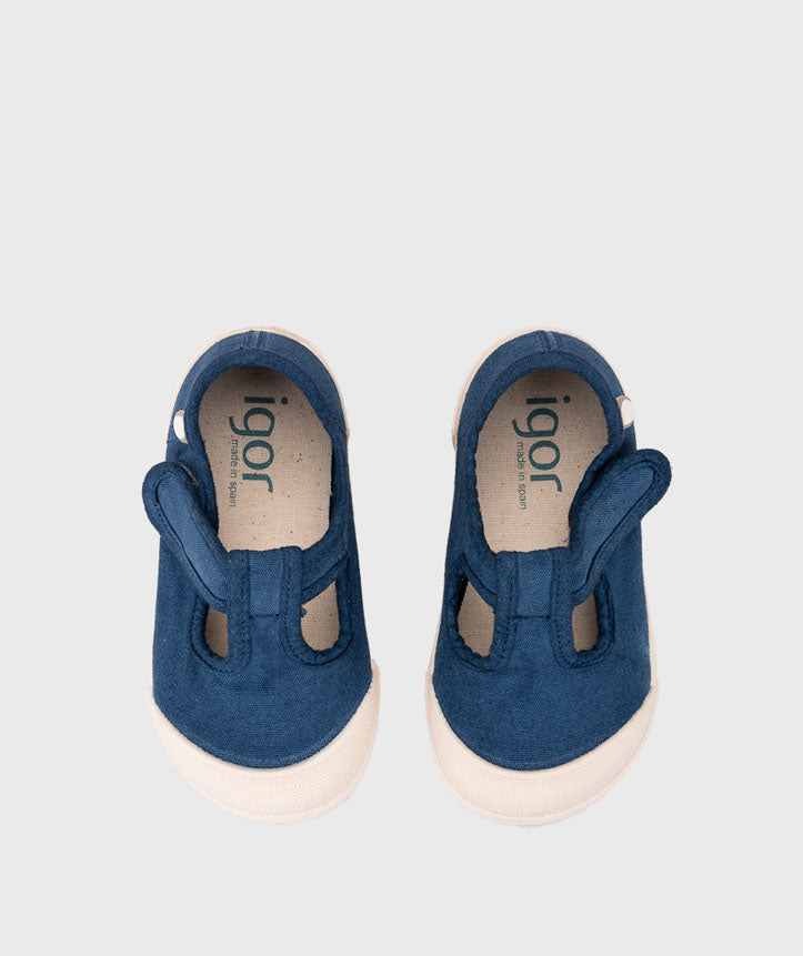 Igor Sneakers in Tela Lona Pepito Barefoot Blu Marino alto