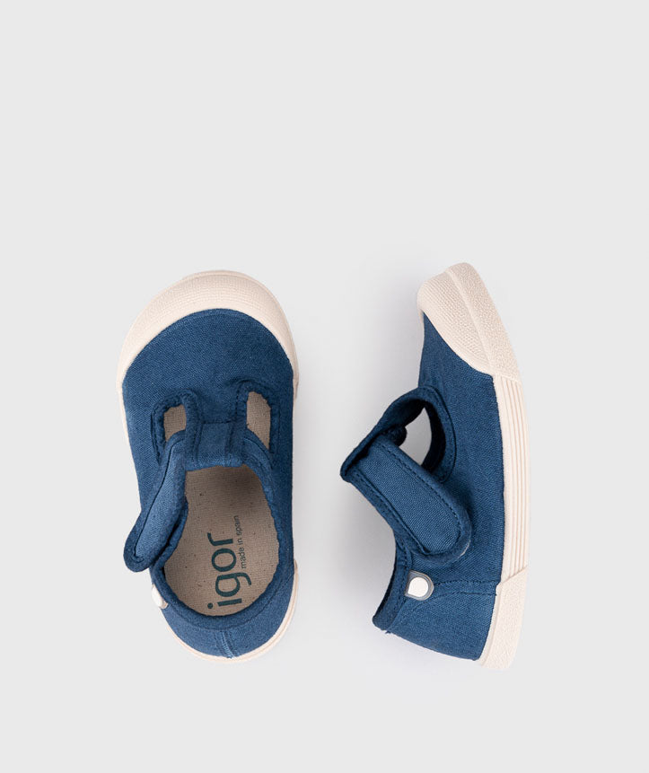 Igor Sneakers in Tela Lona Pepito Barefoot Blu Marino alto e lato