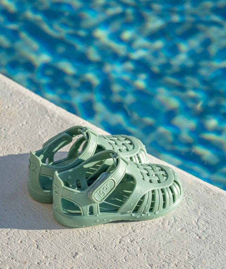 Igor Tobby Solid Matcha: Sandali a Granchio in Gomma con Velcro