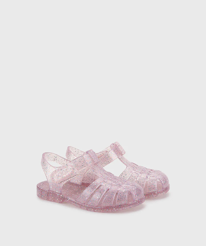 Igor Clasica Cristal Rosa Multi Glitter: Sandali a Granchio Trasparenti